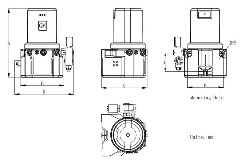 Technical Drawing of GMS Single Line Lubrication Pump Technical Drawing of GMS Single Line Lubrication Pump