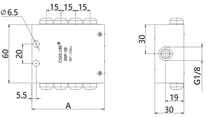 Desenho Técnico da Válvula Distribuidora DSP Desenho Técnico da Válvula Distribuidora DSP